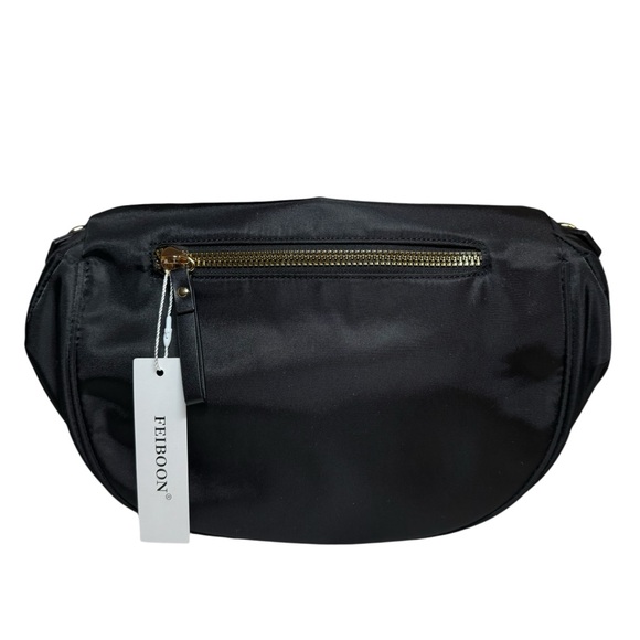 ✨🖤Black Bum Bag Crossbody Sling Bag - Wide Strap 🖤✨ NWT - Picture 6 of 7